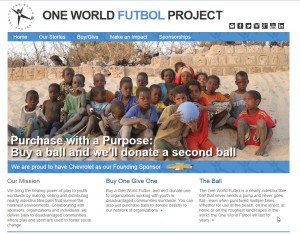 Screenshot One World Futbol Project Homepage; Copyright One World Futbol Project, Berkeley, Kalifornien, USA