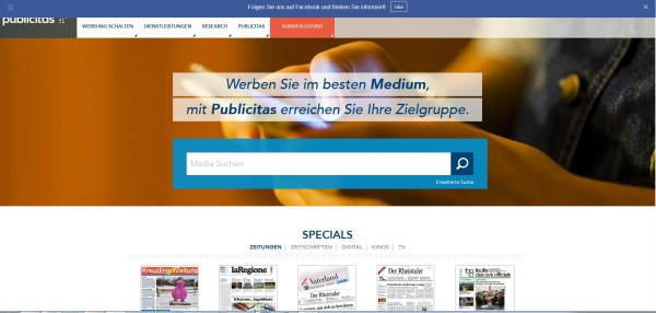 Screenshot Publicitas Homepage